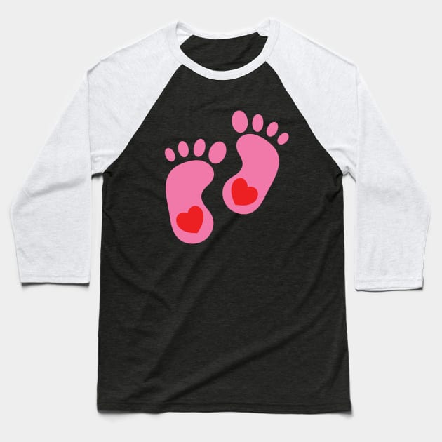 Pink Baby Feet Baseball T-Shirt by DragonTees